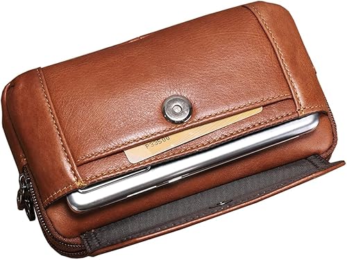 Miniatura 5 de Leather Phone Belt Bag Holster Pouch for Men Loop Flip Coin Purse Case Cell Phone Waist Pack Pouch Case