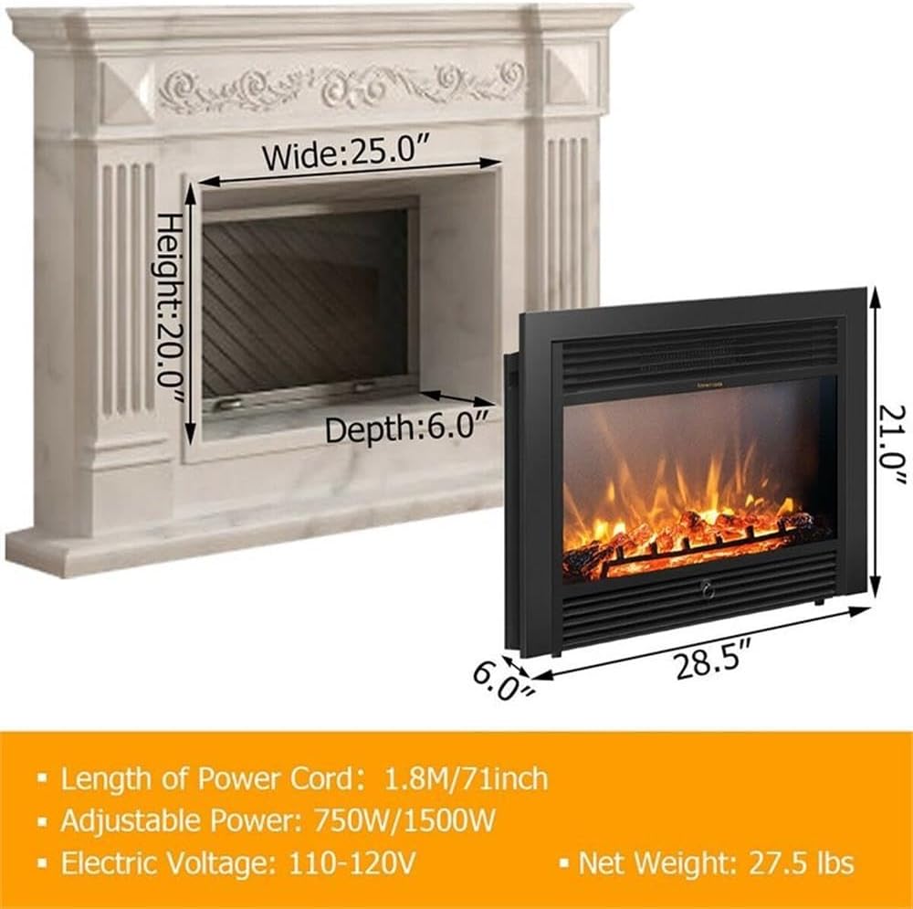 Pemberly Row 28.5" Metal Electric Fireplace with Remote Control in Black