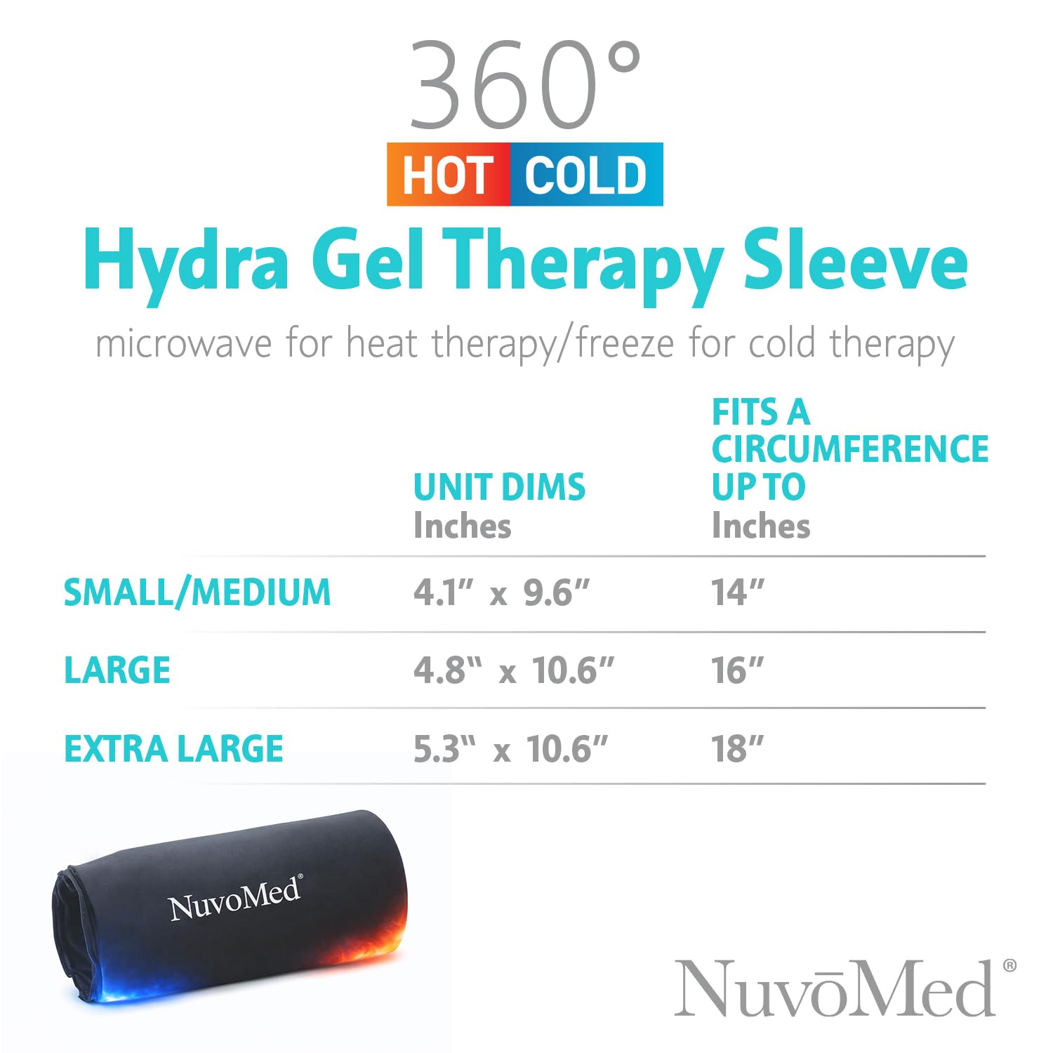 NuvoMed Impacco riutilizzabile in gel caldo e freddo, impacco flessibile in gel idraulico, adatto al microonde e al congelatore, copertura a 360° per ginocchia, gomiti, caviglie, polsi e polpacci
