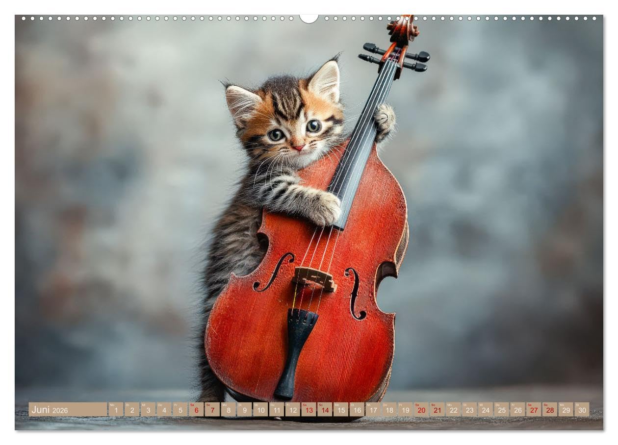 Miau-sikalische Momente (hochwertiger Premium Wandkalender 2026 DIN A2 quer), Kunstdruck in Hochglanz: Katzenkonzert: Süße Melodien kleiner Pfoten (CALVENDO Tiere)