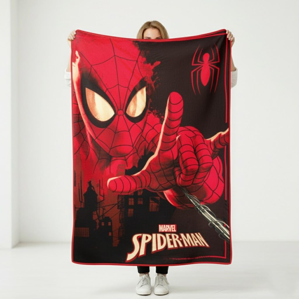 Silver Buffalo Marvel Universe Spider-Man Spidey Close Up Web Shooter 45" x 60" Fleece Throw, Soft and Cozy Blanket, 180 GSM