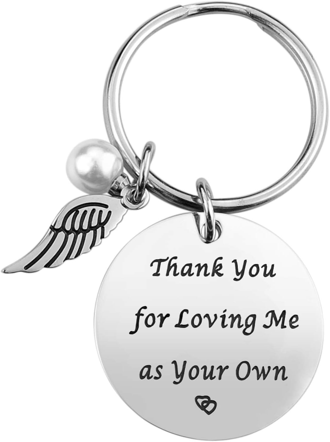 iJuqi Step Mom Gifts - Mother's Day & Christmas Keychain for Stepmom From Daughter Son, Thank You for Loving Me As Your Own Stepmother Keyring