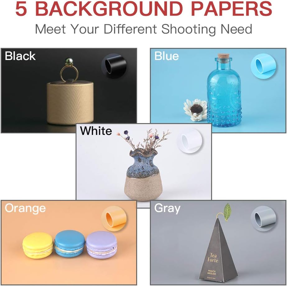 Onе-Dау Sаlе: Uр tо 70% оƒƒ FOSITAN Photo Light Box, 5 Colors Backdrops Photo Studio Box 20/50cm Brightness Adjustable Portable Folding Shooting Tent Hook & Loop Table Top Photography Lighting Kit with Bright LEDs