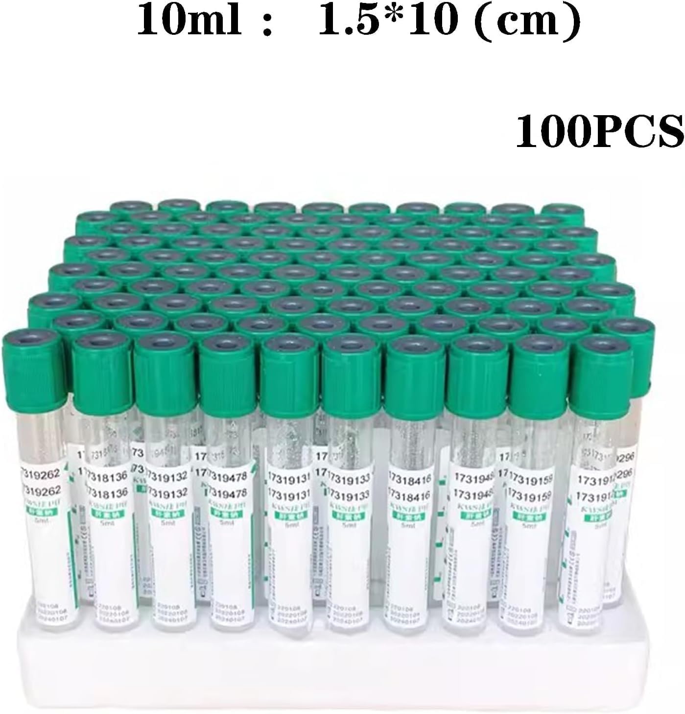 Szklane probówki próżniowe do pobierania krwi, 10 ml, probówki do wirówek laboratoryjnych z zakrętką, 100 szt