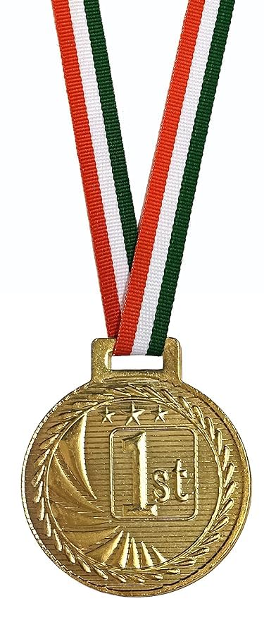 2.5" Gold Medal Set of 3 with Satin Neck Tag | Winner’s Medal for Sports Events, School Functions & Competitions (1st, 2nd, 3rd Design)