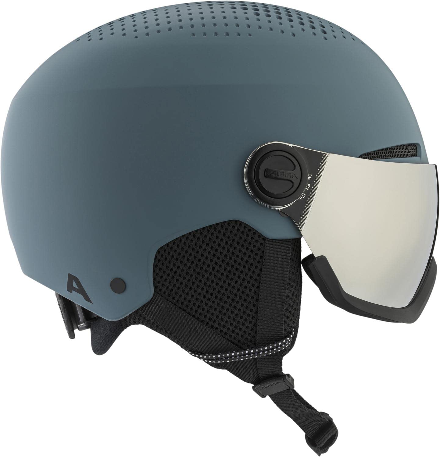 ALPINA Unisex - Dorośli, ARBER VISOR Q-LITE Kask narciarski, dirt-blue matt, 58-62 cm