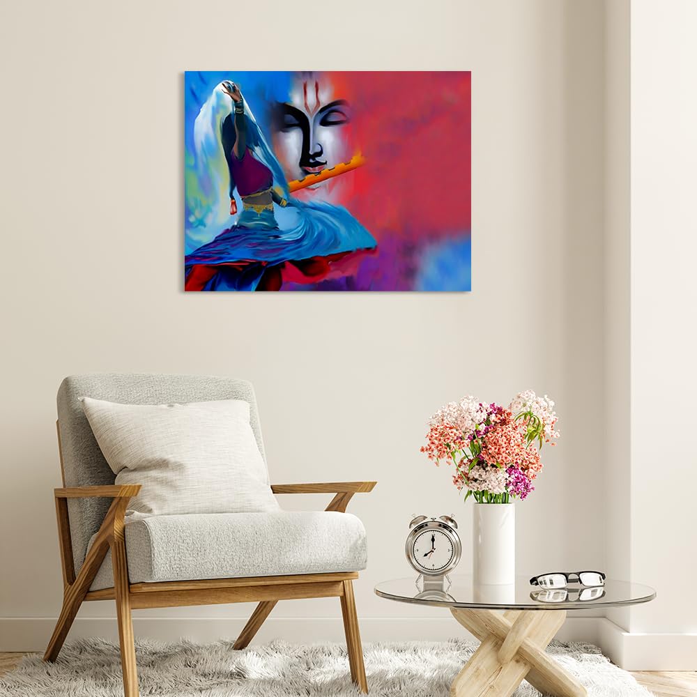 Wakefit Cosmic Drift Canvas Wall Art - Lord Shiva Wooden Framed Painting for Living Room Decoration, Modern Home Decor, Set of 1 (24x24 Inch)
