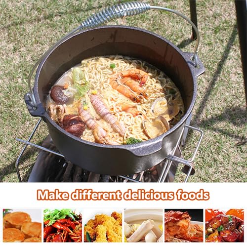 AIZYR Gusseiserner Dutch Oven Camping Dutch Pot Mit Rand, Bratpfanne Schmortopf Kochtopf Für Hausmannskost, Grillen, Wandern 5 AIZYR Gusseiserner Dutch Oven Camping Dutch Pot Mit Rand, Bratpfanne Schmortopf Kochtopf Für Hausmannskost, Grillen, Wandern