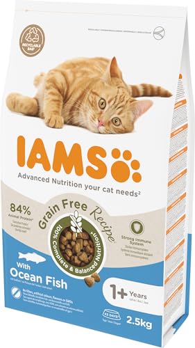 IAMS Katzenfutter trocken getreidefrei mit Fisch - Trockenfutter ohne Getreide für Katzen ab 1 Jahr, 2,5 kg