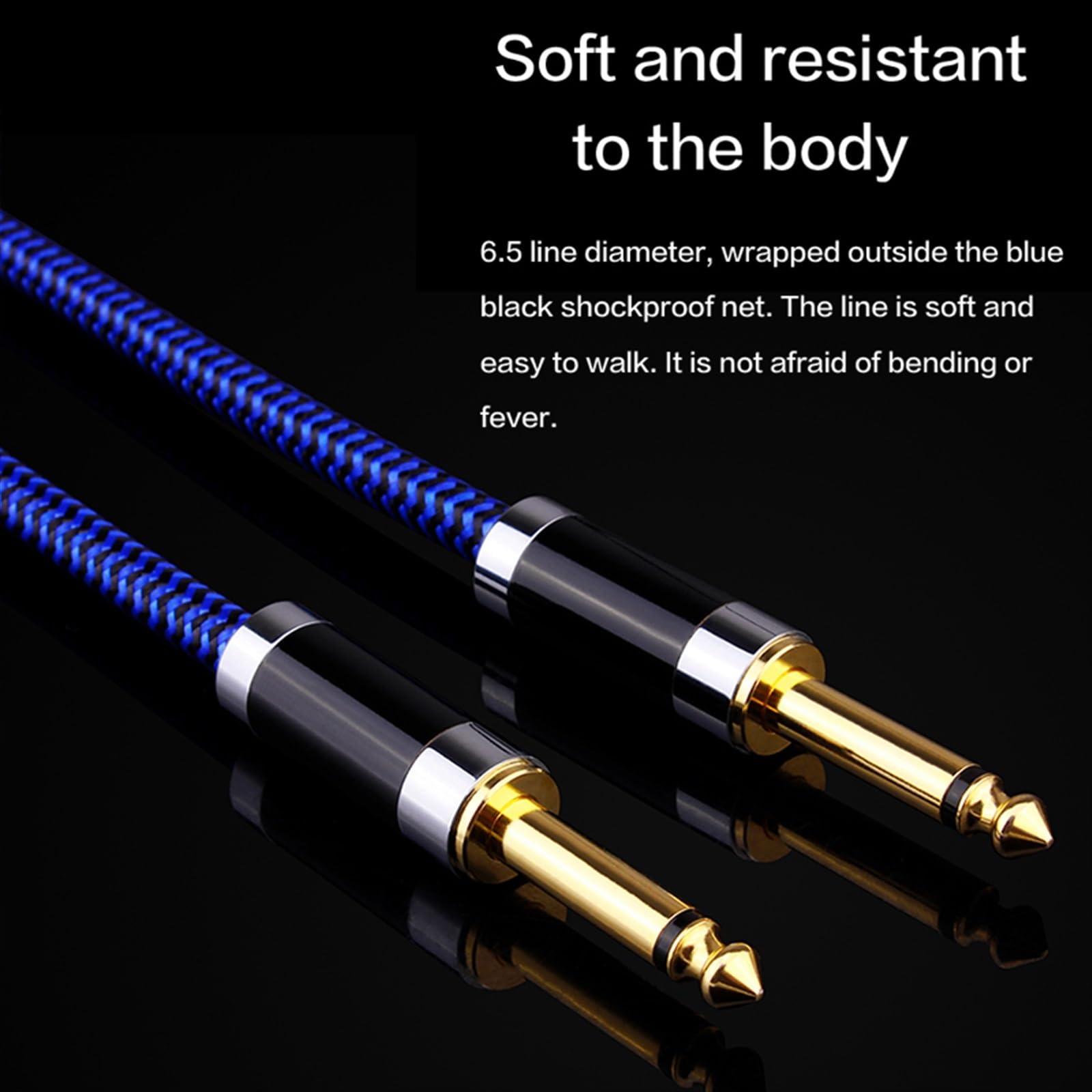 Cable de Audio para Guitarra Cable De Guitarra 6,5 ​​Jack 6,5mm A 6,5mm Cable De Audio para Guitarra Bajo Teclado Amplificador Mezclador 6,35mm Cable (Color : 5m)