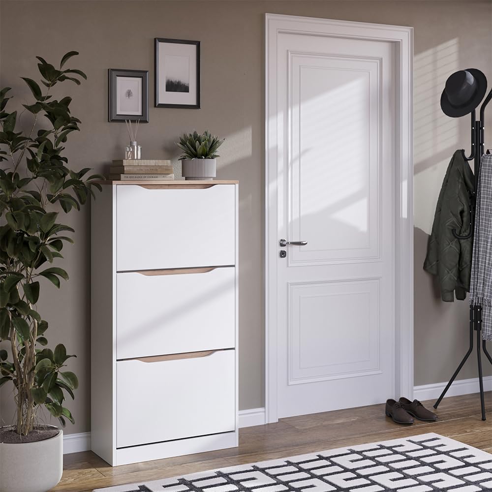 Vicco Wózek na buty "Ruben", Biały/Dąb artisan 60.2 x 120 cm