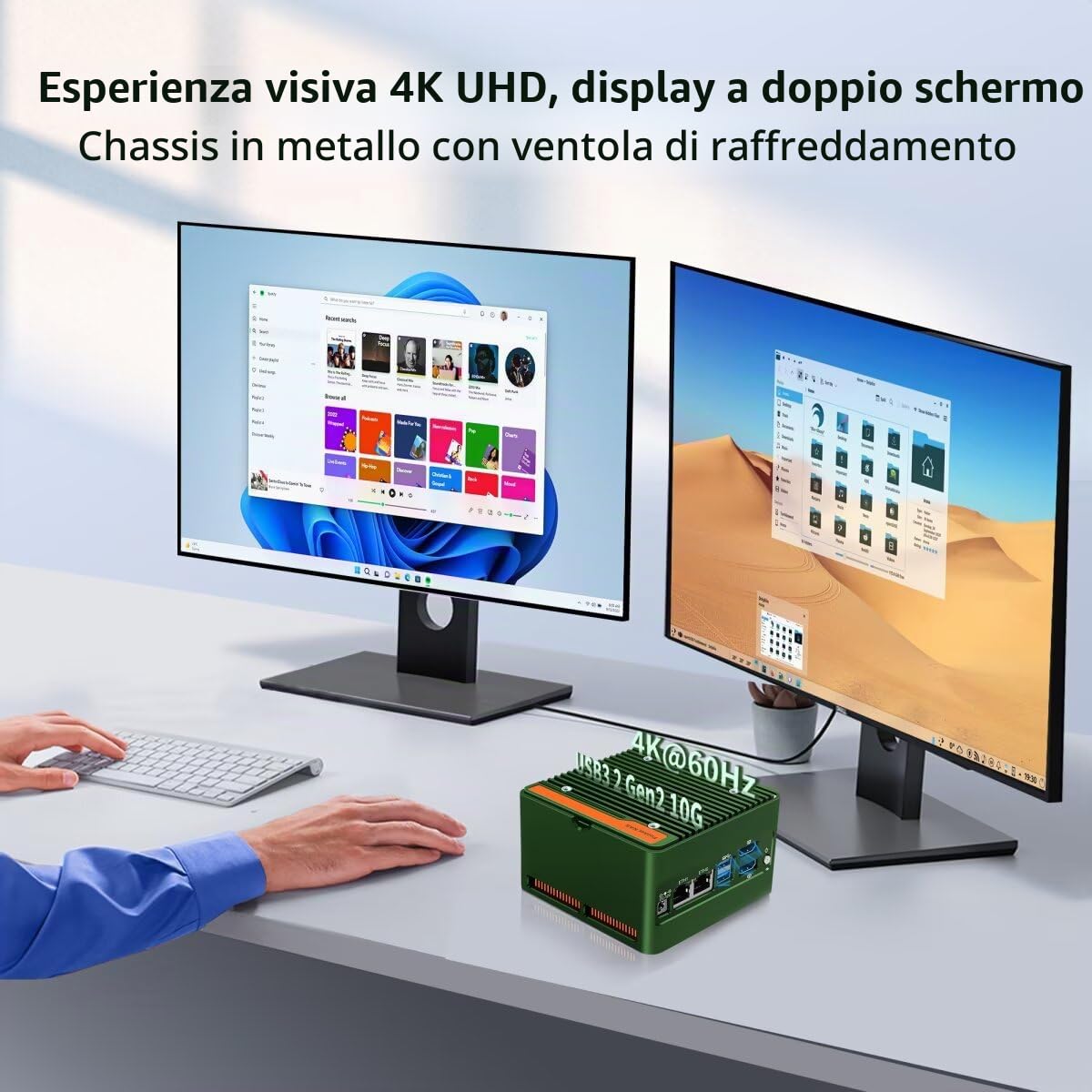 Mini PC NAS N150, 4 NVME Pockert Nas Small PC, Dual 2.5GbE LAN Mirco Desktop Computer 2HD 4K@60HZ, DDR5 Barebone NO RAM NO SSD, USB3.2 10Gbps, Supports expansion WiFi/BT