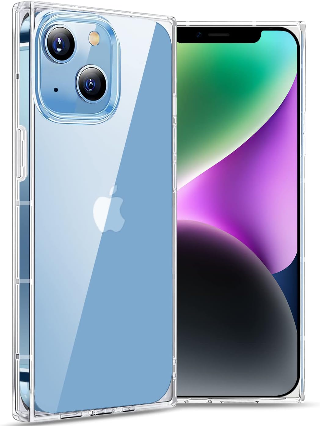 iDLike Square Case for iPhone 14 Plus, Clear Phone Case with Reinforced Square Shape Corners, Soft TPU Protective Shockproof Cover for iPhone 14 Plus 6.7",HD Clear