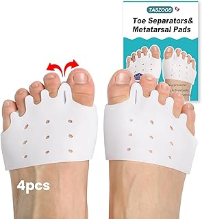 Toe Separators Metatarsal Pads - Breathable & Soft Toe Spacers(4pcs, Thicken), Great for Bunions, Metatarsalgia, Mortons Neuroma, Hammer Toes or Rheumatoid Arthritis(Large Size/White)