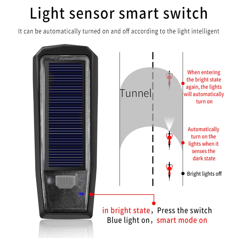 Phare de vélo, klaxon, Lampe multifonctionnelle Rechargeable par USB et à énergie Solaire, étanche, Accessoires de vélo