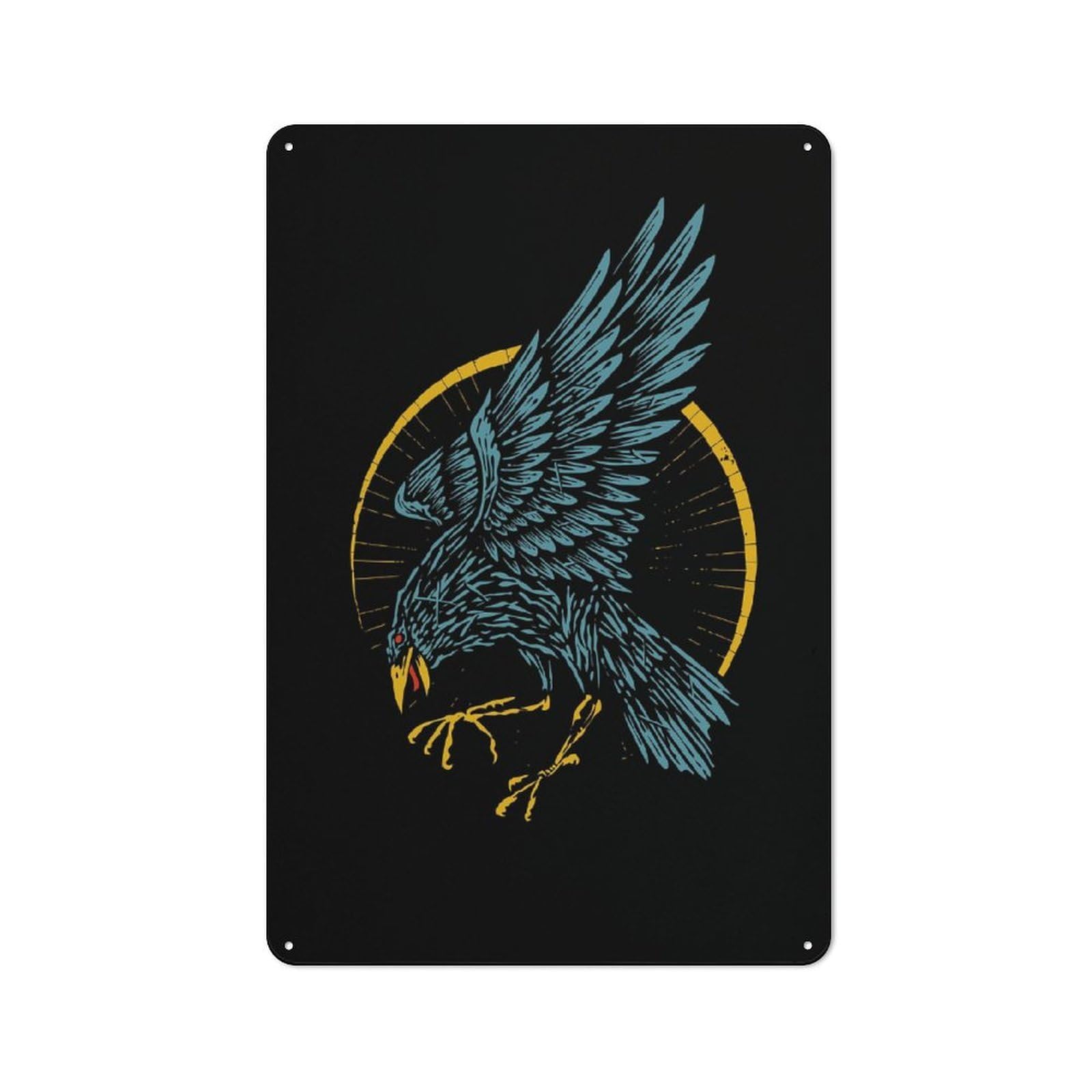 Junmoney Raven Vintage Metal Gift Sign 30X20cm, Novelty Wall Art For Hallway, Home Bar, Garage Or Study