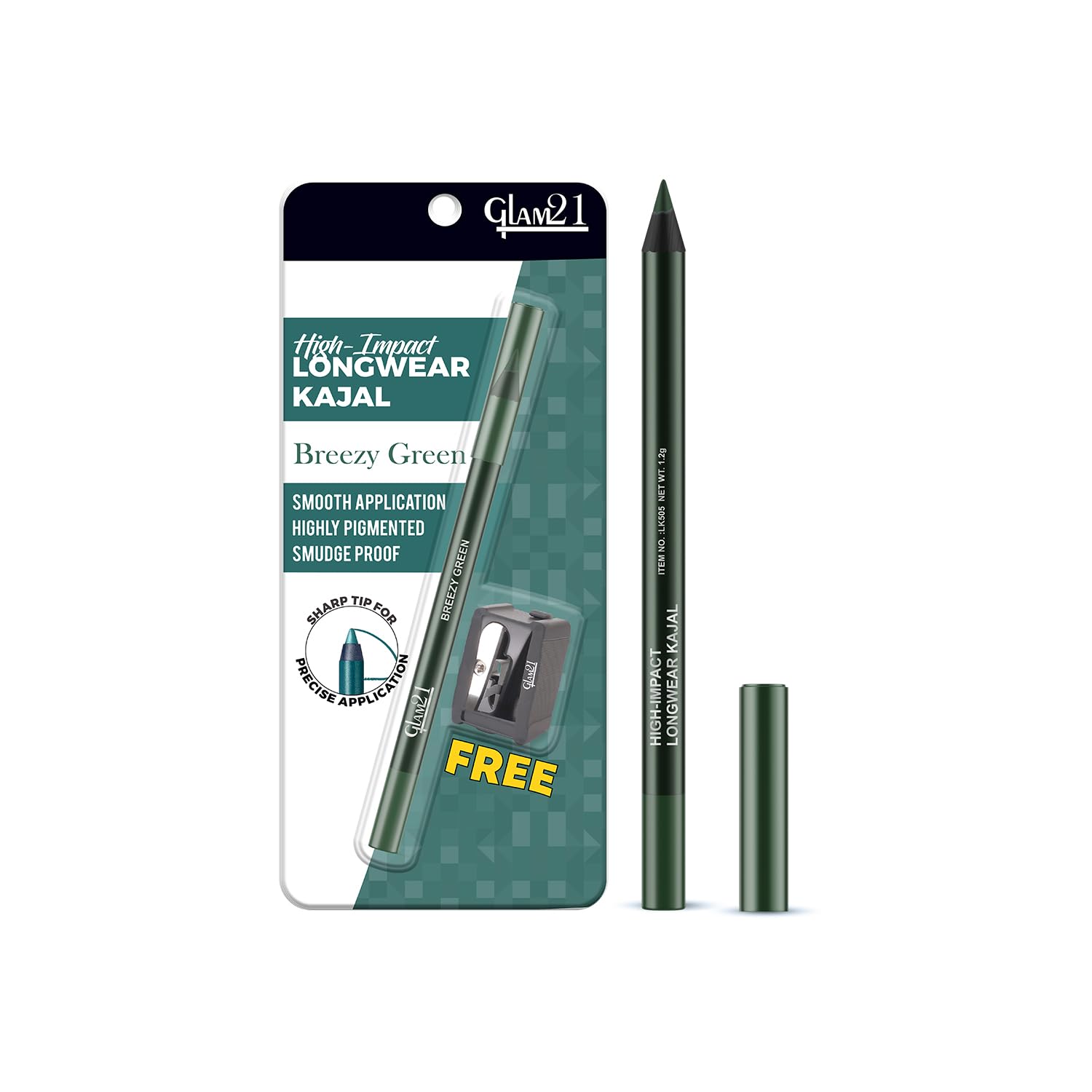 Glam21 High Impact Long Wear Kajal with Sharpener| Highly-pigmented Long-lasting | Gold-image-3