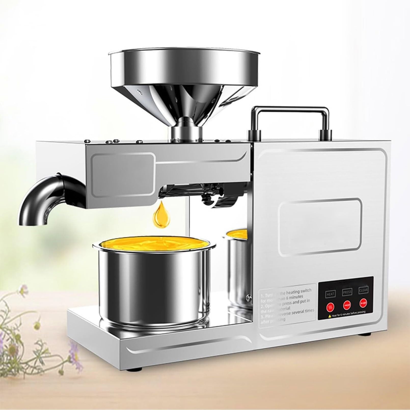 MYUYEE Commercial Oil Press Machine, All Stainless Steel High Oil Extractor, Equipped With A Smart Thermostat For Various Seeds