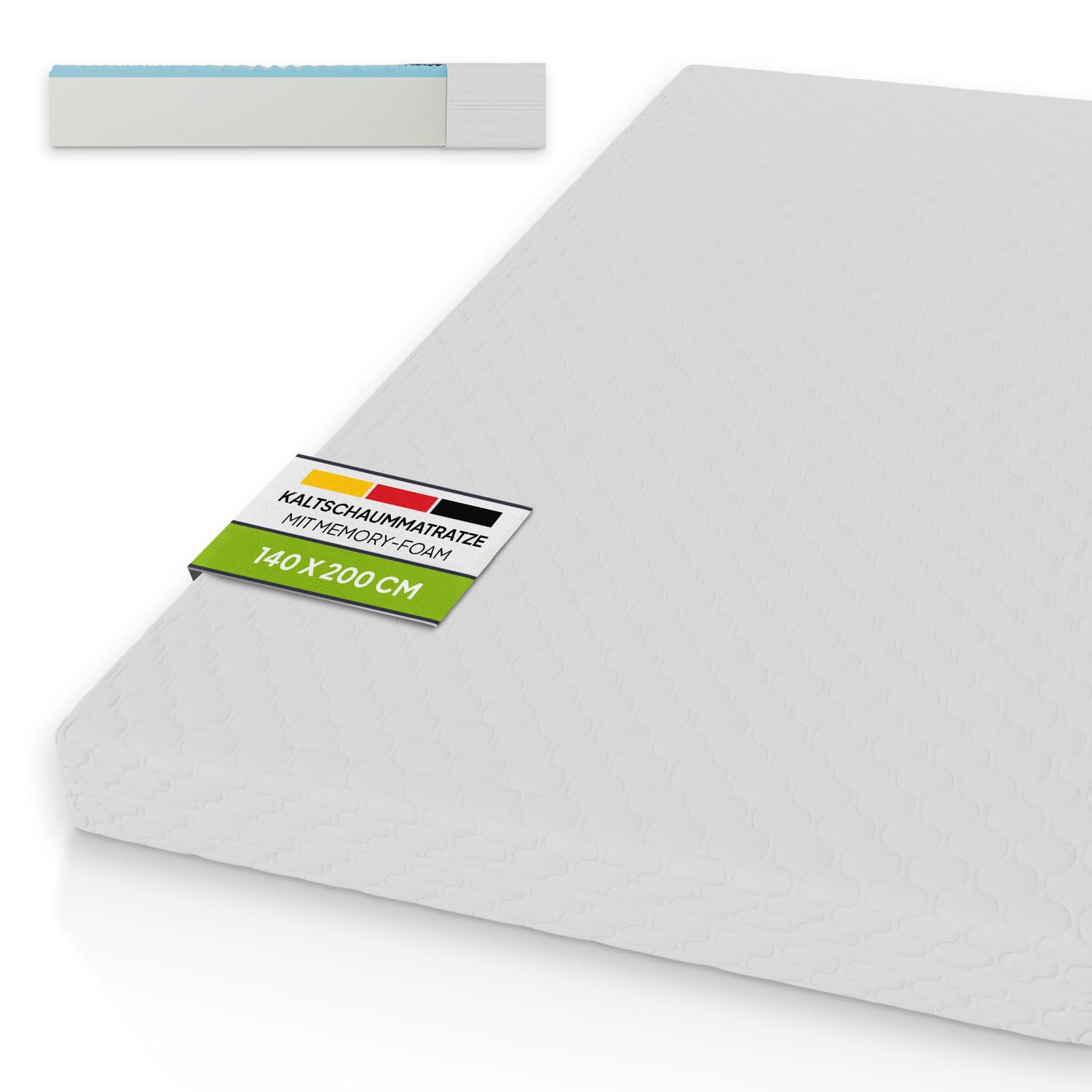 Juskys Kaltschaummatratze 140 x 200 cm – H3, 16 cm Höhe, atmungsaktiv, antibakteriell, Bezug abziehbar & waschbar