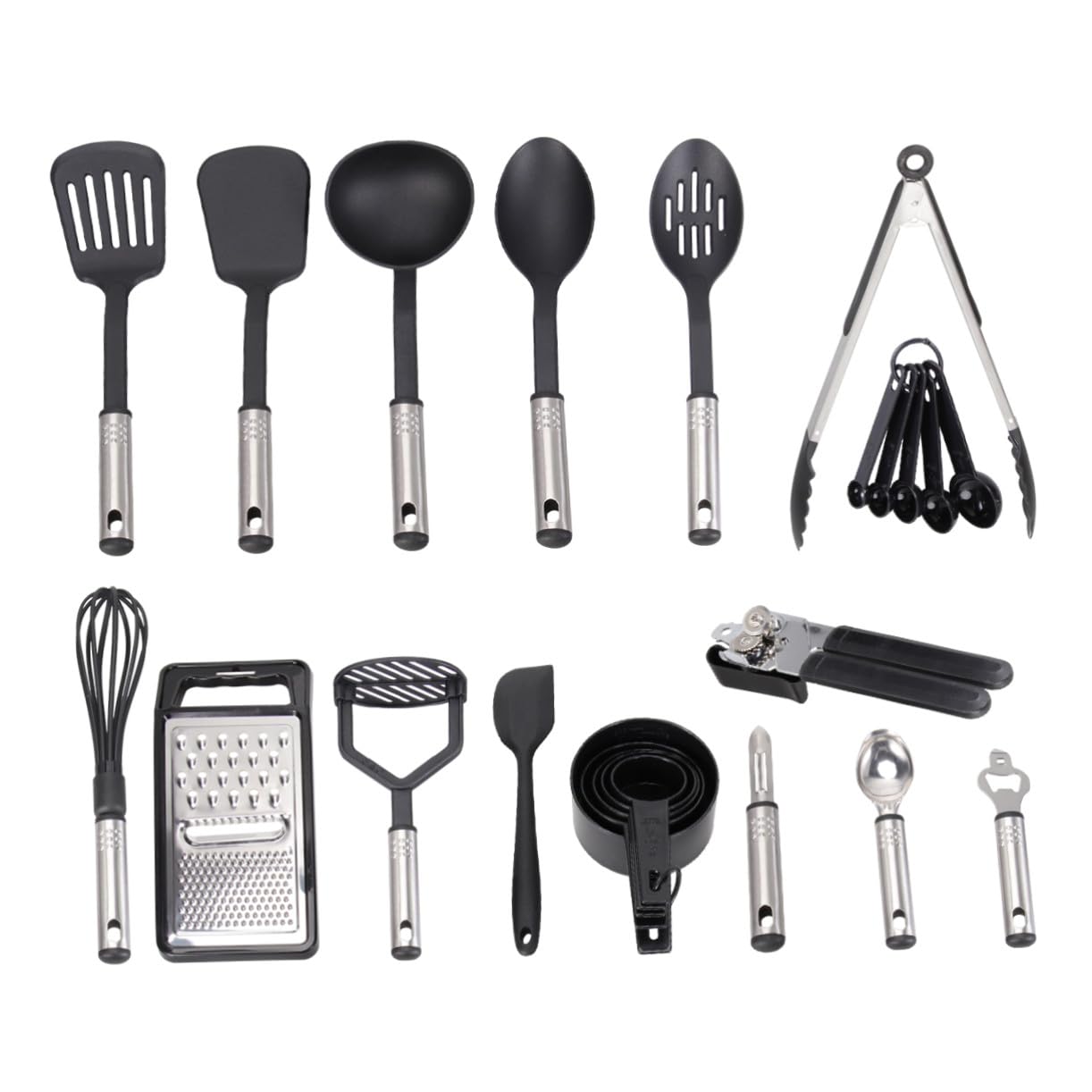 OUNONA 24pezzi Utensili Cucina in Acciaio Inox Antiaderente Utensili da Cucina Extra Lunghi per Pentole da Resistenti al Calore