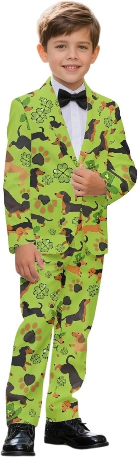 Boys' 2 Piece Suit Set Comfortable Kids Tuxedo Suits for Boys 6-12 Years
