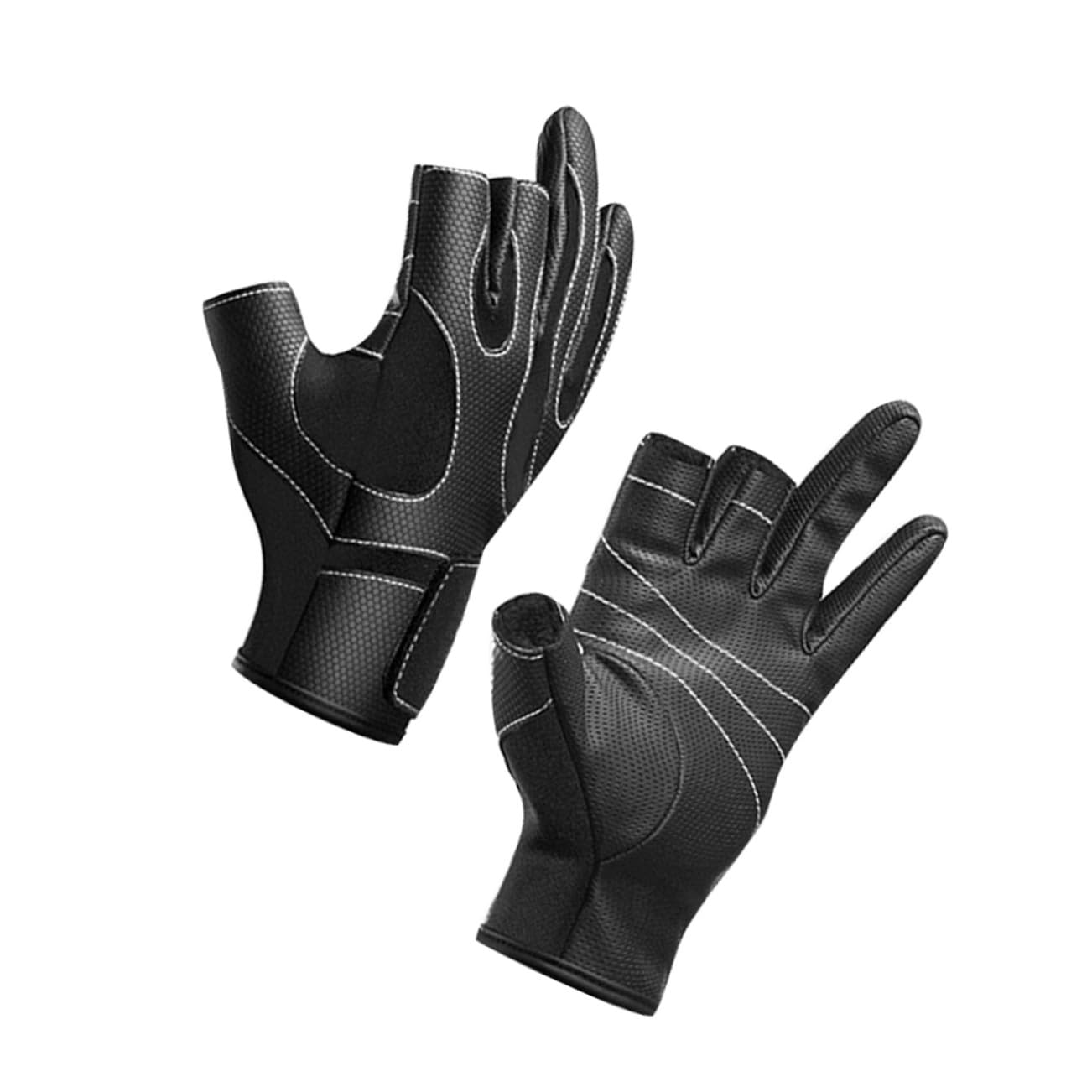 YARNOW 2pares Guantes De Pesca Antideslizantes De para Actividades Ajustables y Equipamiento De Ciclismo y Pesca Negro