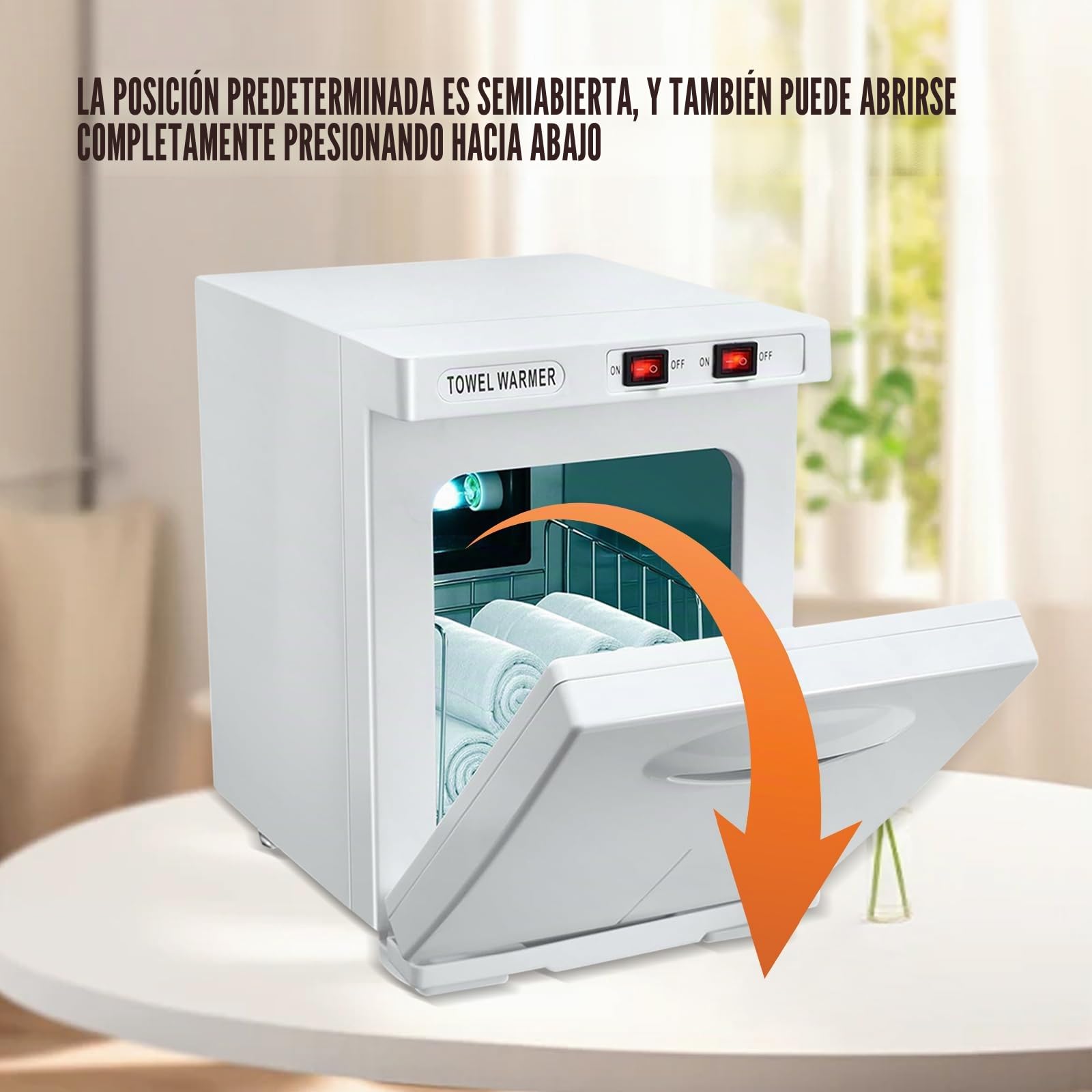 Eznaobo 5L Calentador y Esterilizador de Toallas, Esterilizador UV de 80°C, Función de Calentamiento 360°, Armario para Toallas Calientes para Belleza, Salón, Spa, Manicura (Blanco)