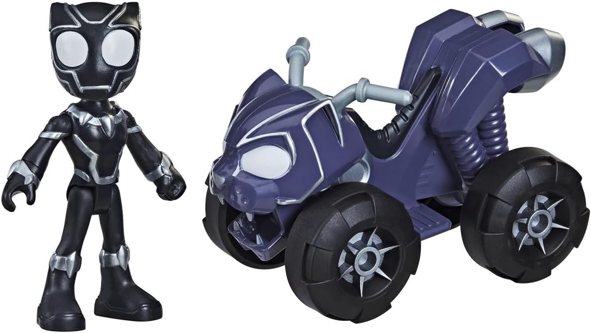 SPIDEY AND HIS AMAZING FRIENDS Marvel Black Panther Action Figure Panther Patroller Vehicle, For Kids Ages 3 Up