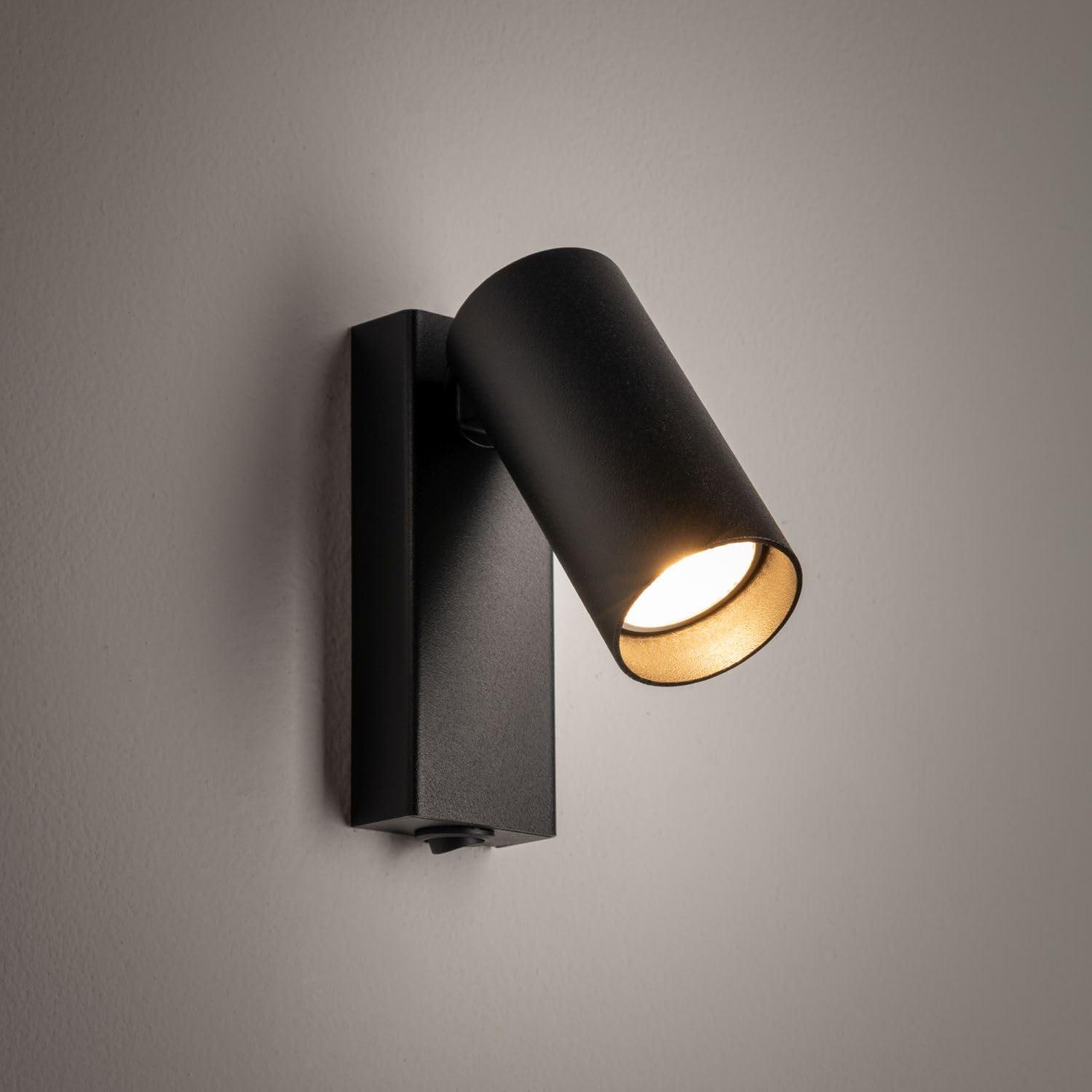 Licht-Erlebnisse Wandstrahler mit Schalter Stahl Schwarz Modern Schlafzimmer Flur GU10 stilvoll B:10 cm Wandlampe Wandspot Wohnzimmer