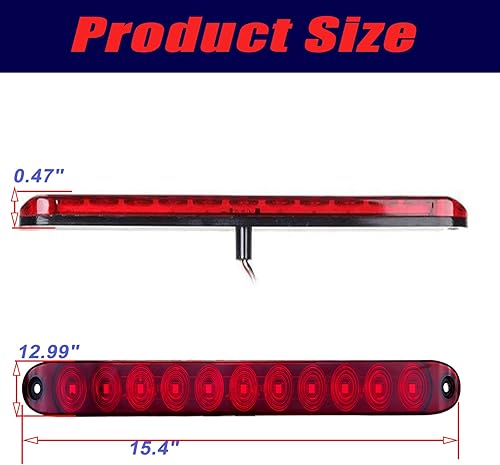 Miniatura 3 de Donepart Barra de luz LED roja para remolque, marcador trasero de freno de 15 pulgadas, luces combinadas, identificación de señal de giro, IP67,