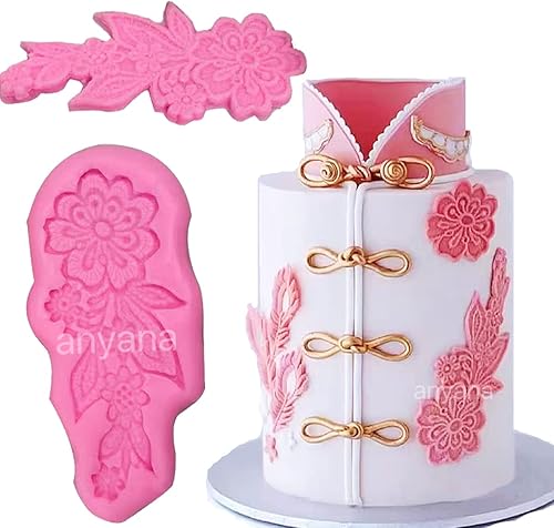 Anyana 2 unids Vintage flor vid azúcar encaje silicona fondant impresión molde pastel decoración herramientas Sugarcraft glaseado chocolate medallón