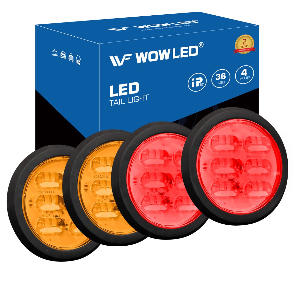 Buy WFPOWER 4Pcs 4 Inch Round Led Trailer Tail Lights Kit, 2 Pack Red