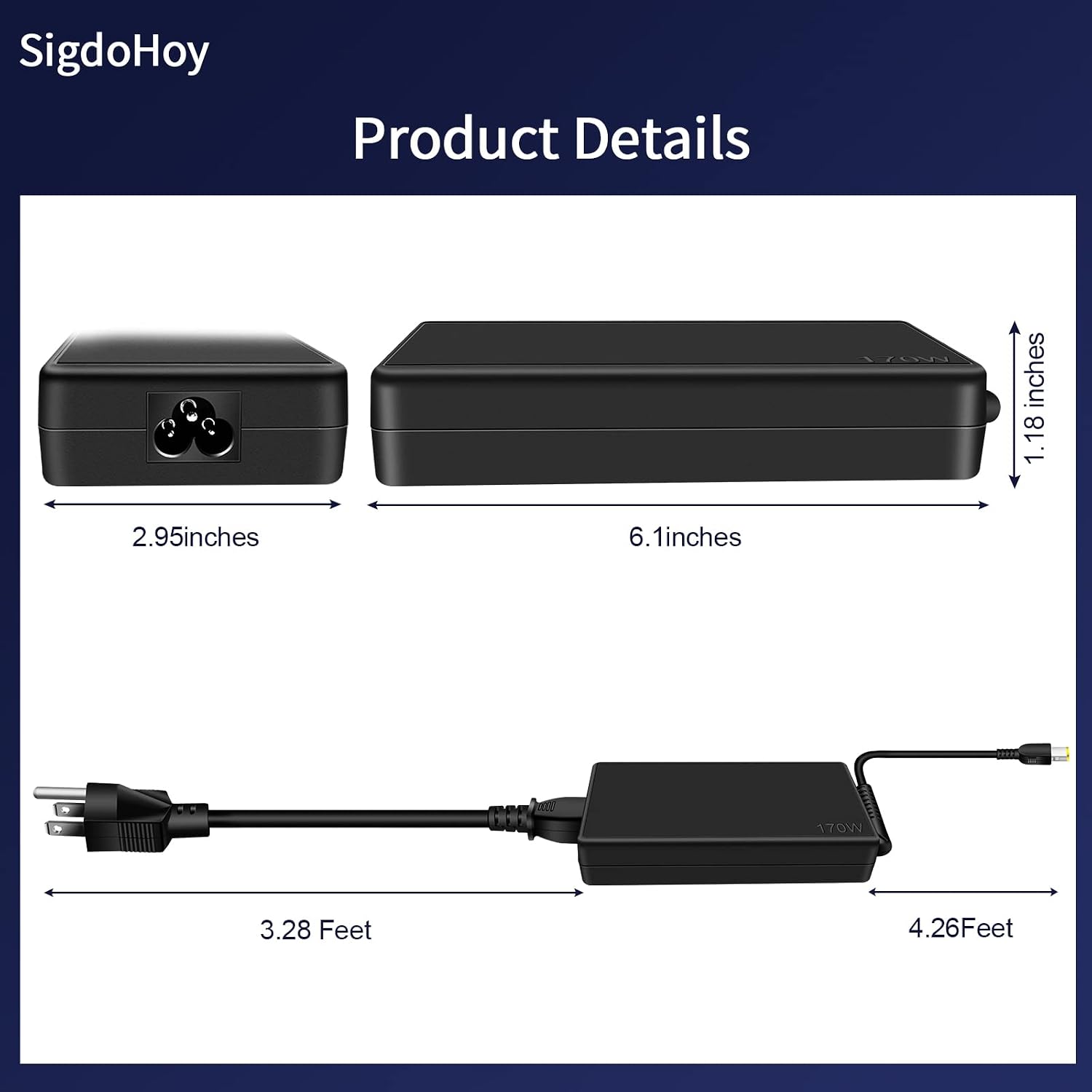 170W AC Adapter for Lenovo Legion Slim 5 5i Lenovo LOQ ThinkPad P1 P16 P16v Yoga Pro 9i IdeaPad Pro 5 5i Laptop Charger Power Supply Cord