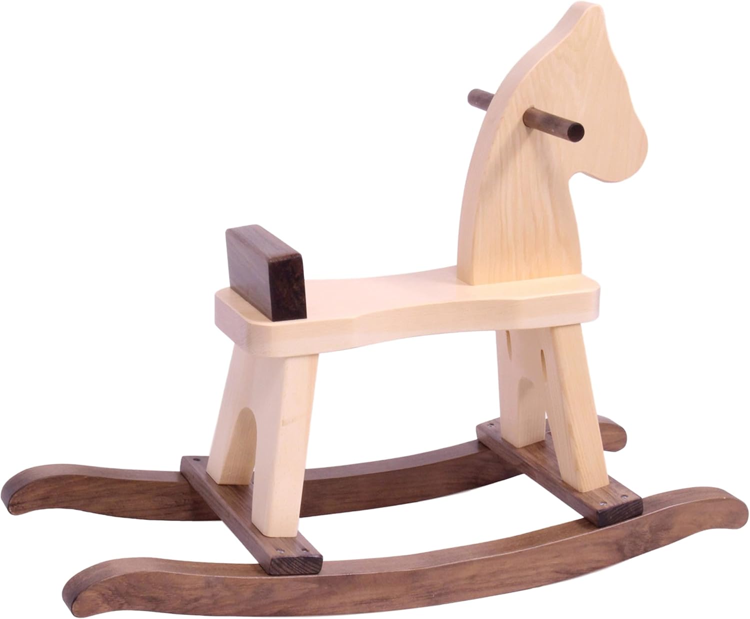 AmishToyBox.com Wooden Rocking Horse Toddler Ride-On Toy (Walnut and Natural)