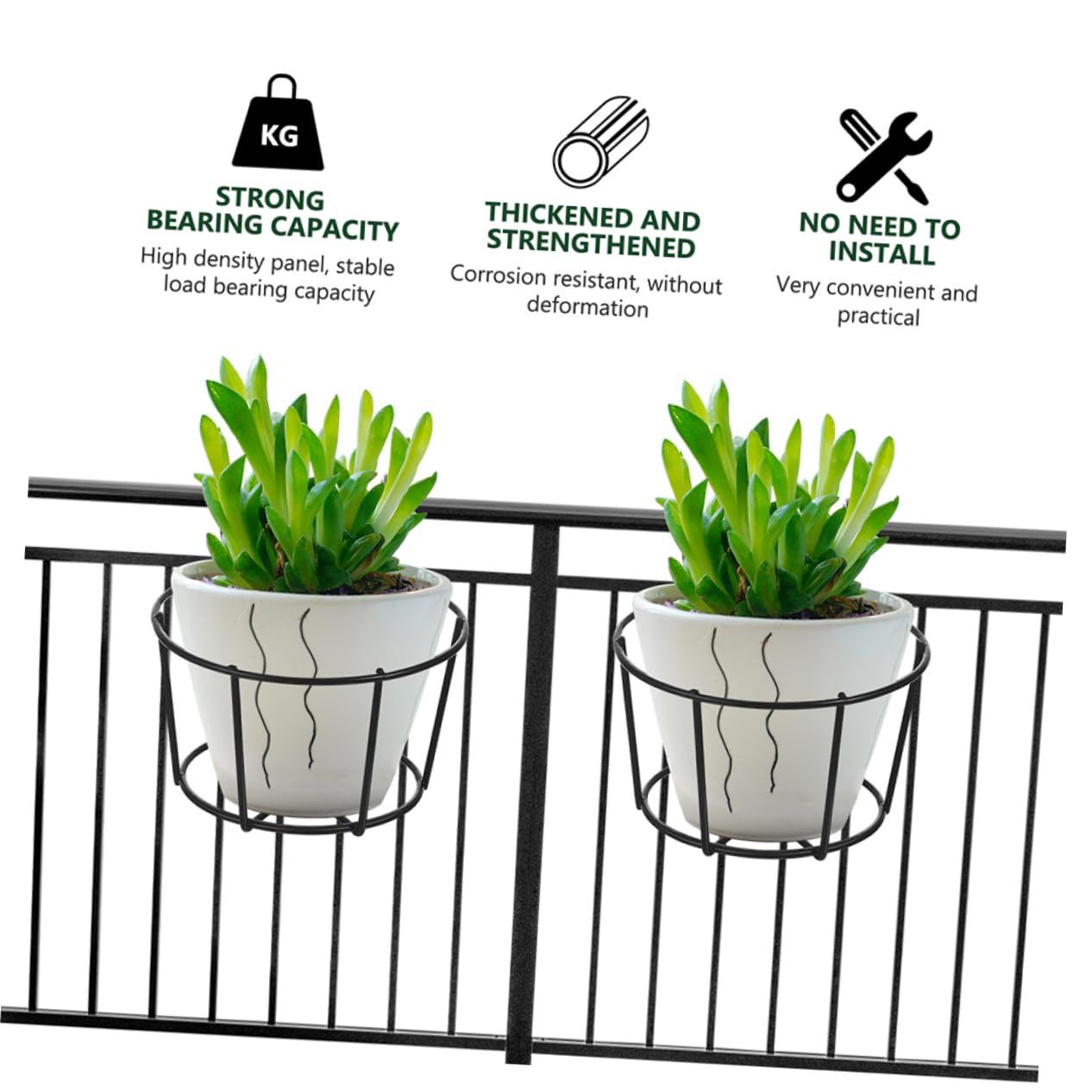 ibasenice 2 Set Supporti Per Fioriere Da Balcone Portavaso Sospeso E Facile Da Installare Adatto Per Vasi Per Ed Esterni 6 Pezzi * 2