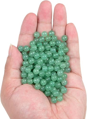 Miniatura 2 de Bymitel - 210 cuentas de cristal natural, piedras preciosas redondas energéticas y curativas sueltas con cordón elástico para hacer joyas, pulseras