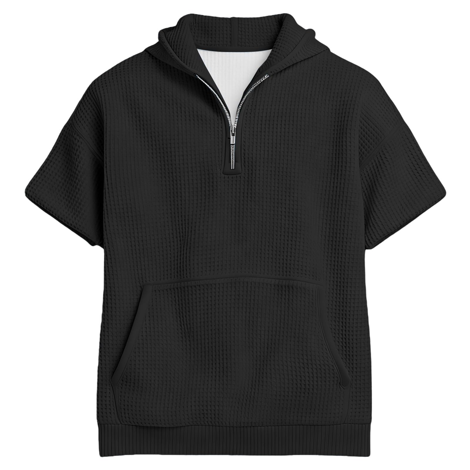 Camisa Sin Mangas Hombre Sudadera con Capucha para Hombre, De Punto Cremallera Un Y Manga Larga Bolsillo (Black, XL) Camiseta Ropa Verano Moda Gym Proteccion UV Impermeable Chaqueta