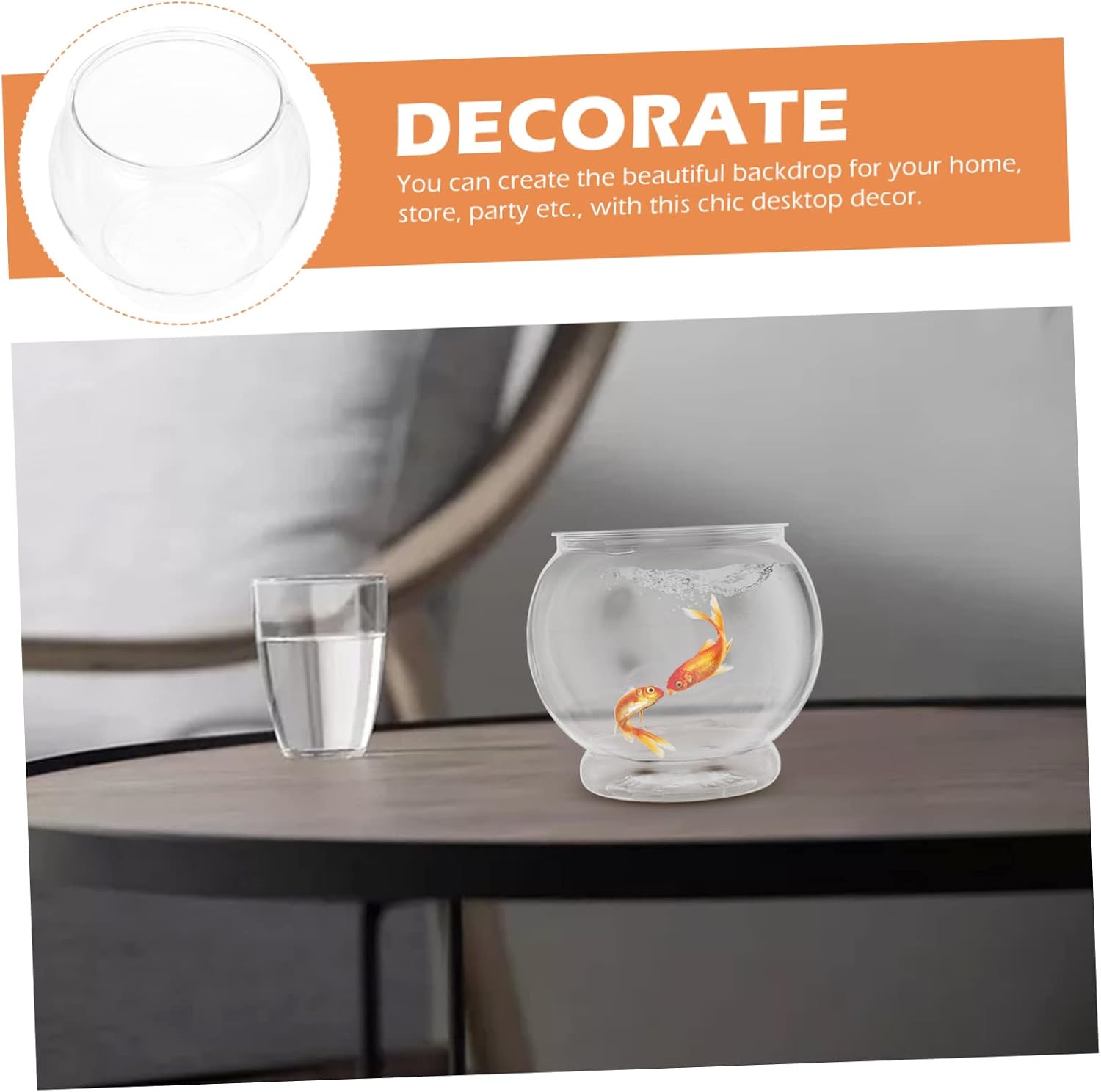 3pcs Desktop Fish Bowl for Office Decor Medium Unbreakable Globe Fish Tank for Betta and Turtle Container