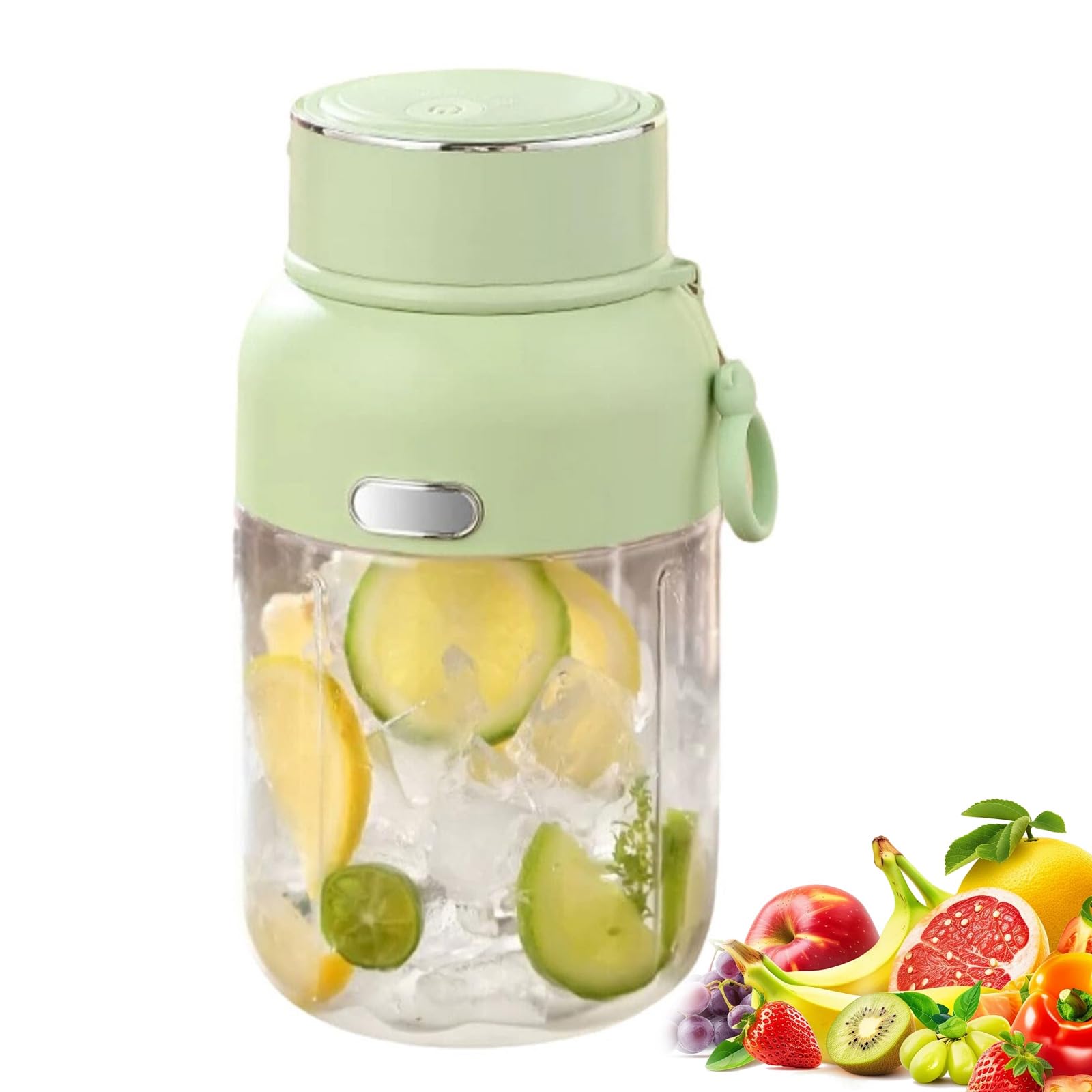Gobelet mixeur sans fil portable, presse-agrumes électrique, gobelet rechargeable USB de 1300 ml avec double couvercle, écrase la glace pour smoothies, milkshakes et boissons aux fruits frais, green