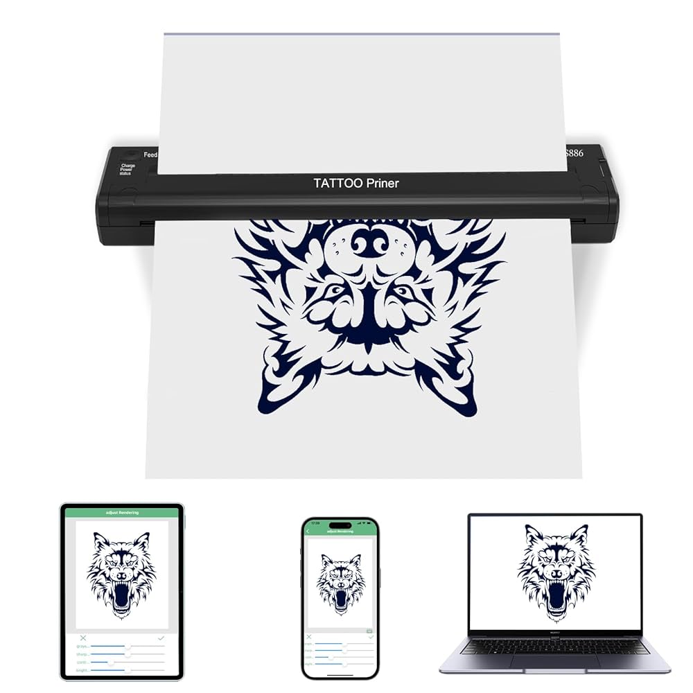 ATS886 ステンシルプリンター Bluetooth Wireles ステンシルプリンター ATS886｜FLAG Tattoo