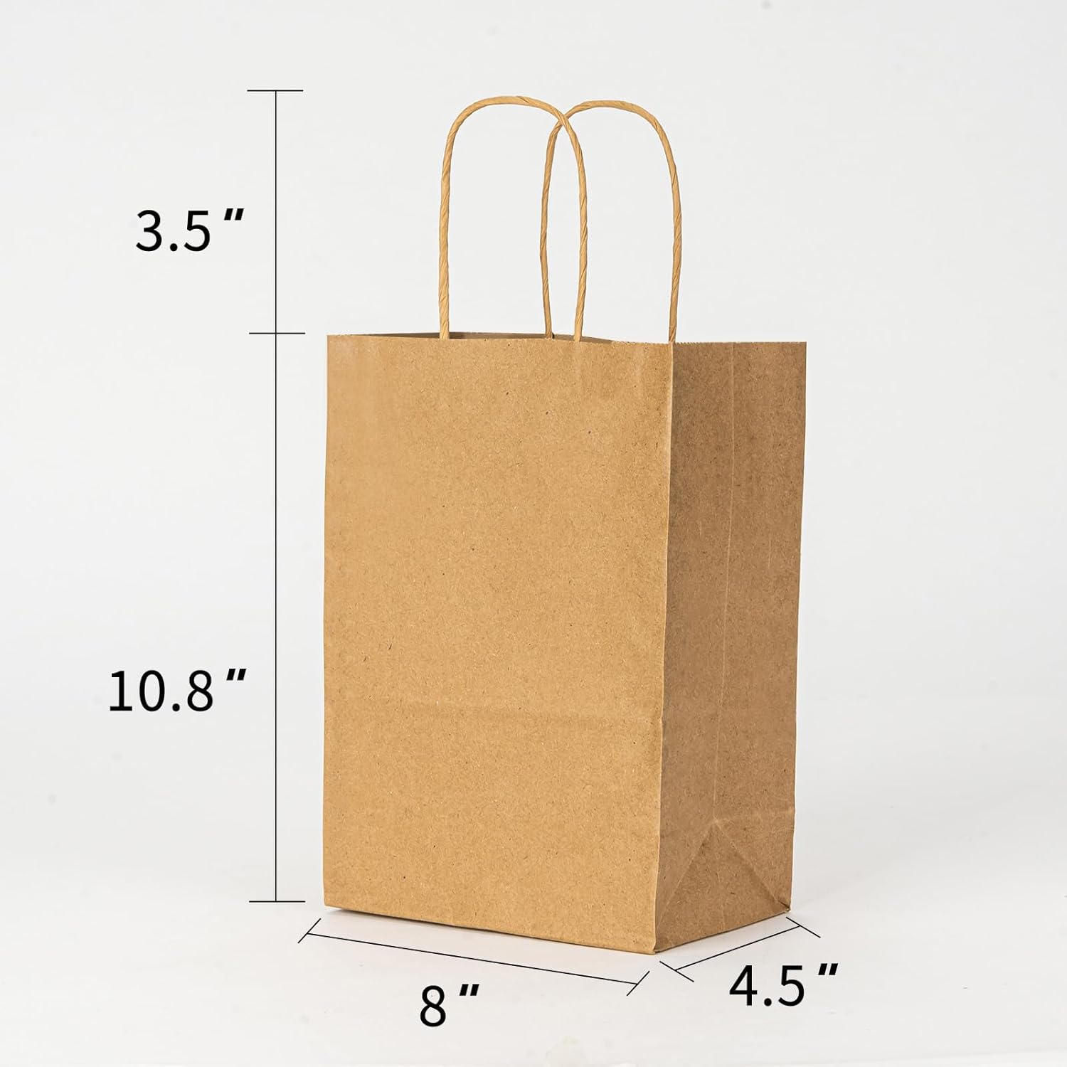 YEEHAW Personalized Custom Paper Bags, 50 Custom Printed Kraft Paper Bags for Small Business, 8x4.5x10.8 Inch Medium Size, DIY Retail Gift Bags with Logo, Brown Shopping Paper bag with Handle, Goodie