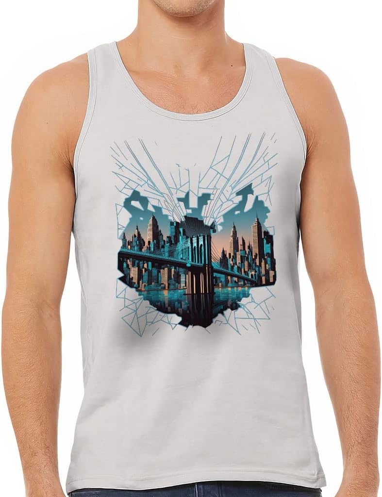 Brooklyn Bridge Tank - Illustration Workout Tank - Cool Design Jersey Tank