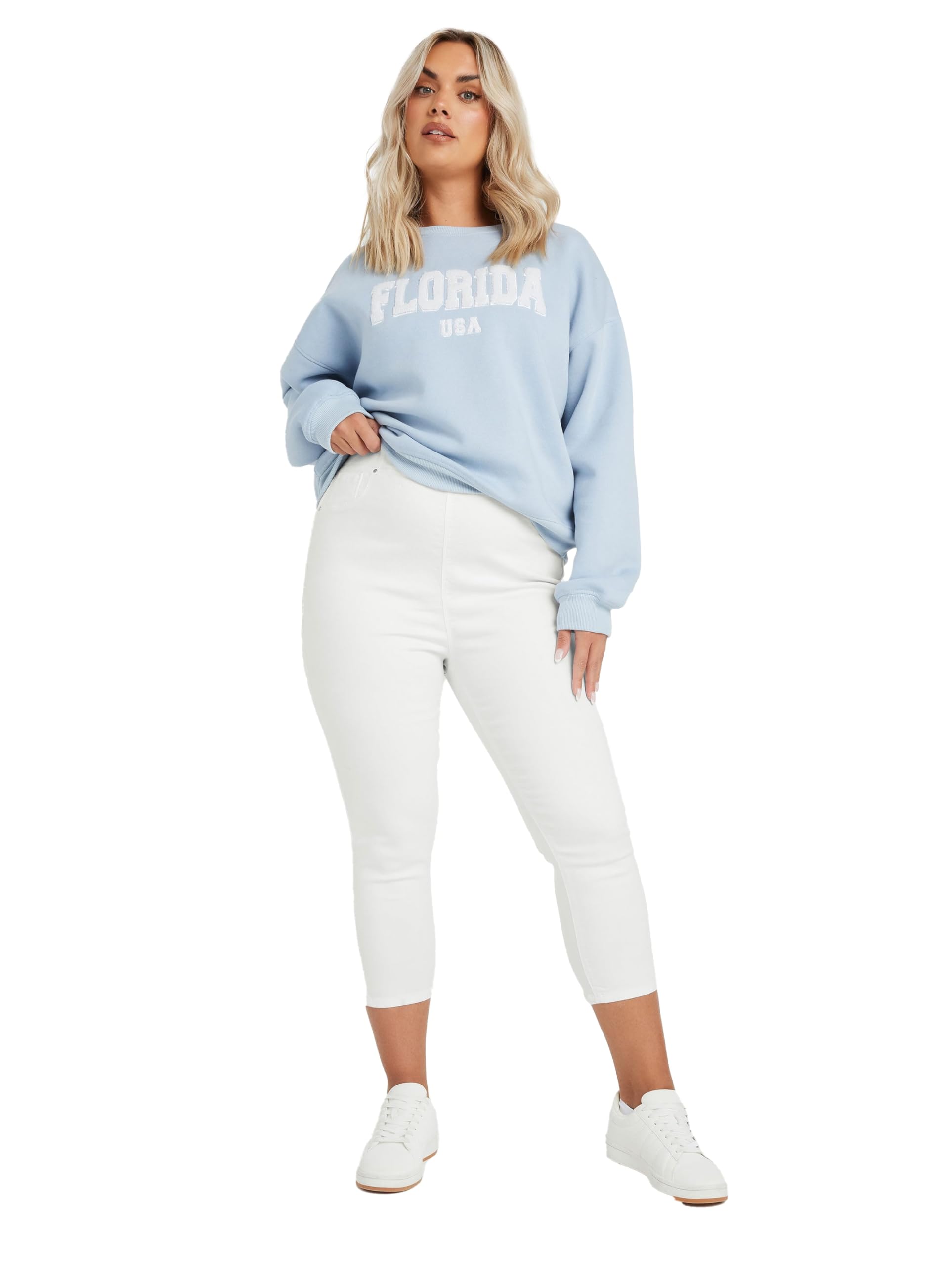Yours Women's White Cropped Jeggings In | : Size 24