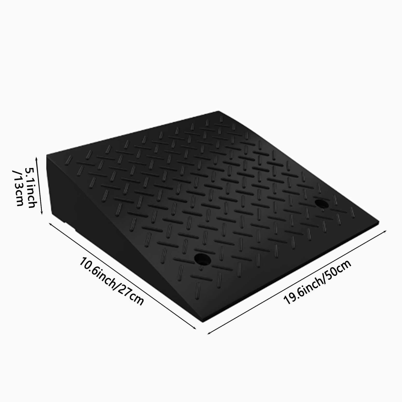 Rampa de Goma para Aceras, Rampa de Umbral, Rampa para Sillas de Ruedas, Rampa para AutomóViles, Rampa PortáTiles, Escalones para el Hogar con Superficie Antideslizante, 2 Piezas(Size:50X27X13cm)