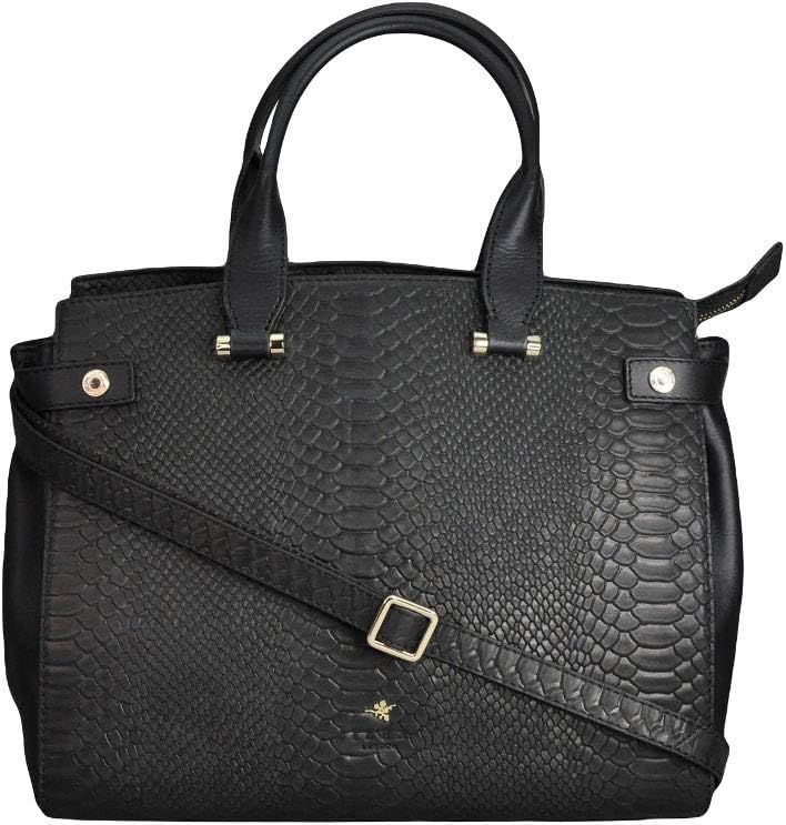 Ilex London TOP Zip Closer Stylish Branded Leather Bags for Women/Ladies Best for Official (Black)