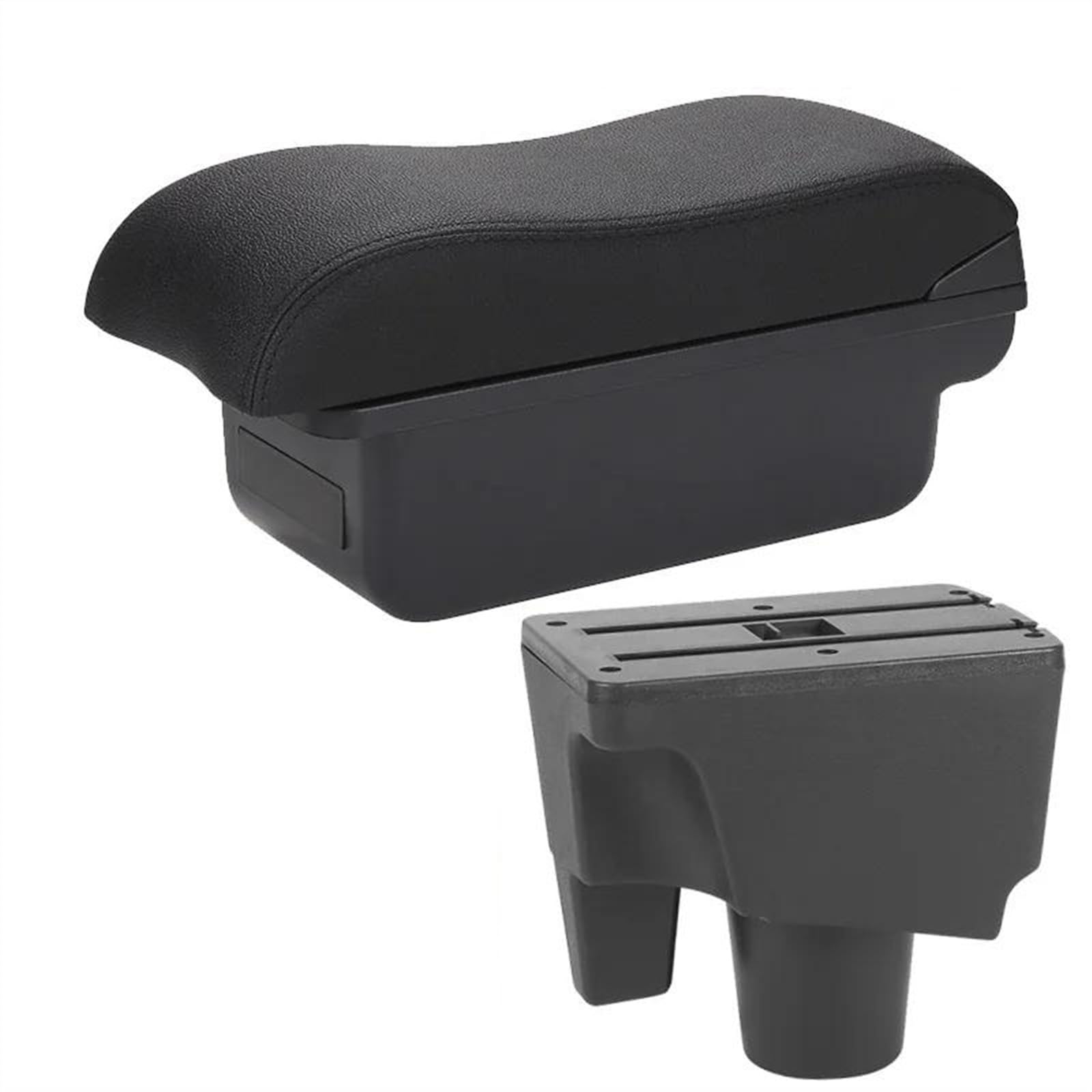 NOHEEU Car Armrest Box Curved Surface Accessorie Auto Storage Leather Dedicated For Prius C For Aqua(C2 Black line NO USB)