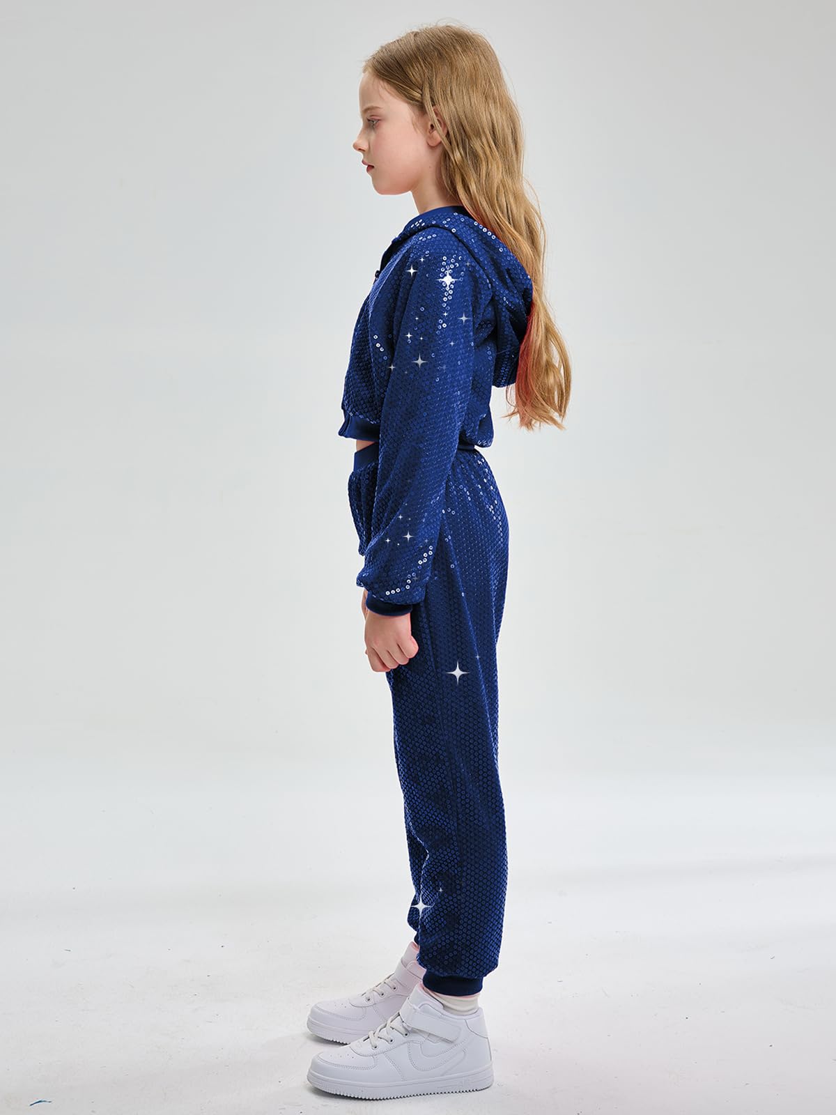 LOLANTA Bambini Paillettes Hip Hop Costume da Ballo con Paillettes Strada Abbigliamento da Danza Set Giacca e Pantaloni
