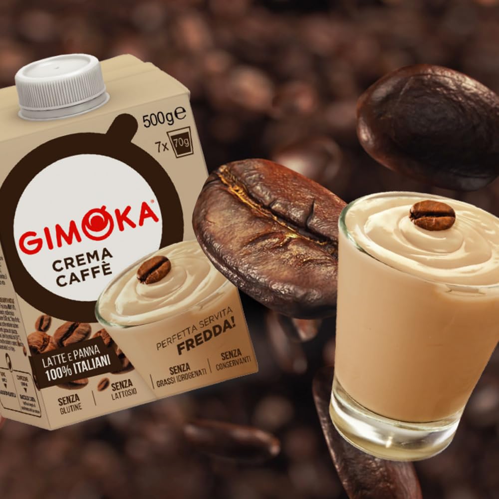 Gimoka CREMA DE CAFÉ FRÍA - brick 500g - Sin lactosa, sin gluten, sin conservantes - a base de leche con café soluble sin lactosa, UHT de larga duración