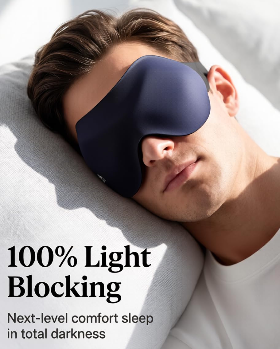 Antifaz para bloquear la luz del sueño: máscara ligera contorneada 3D para extensiones de pestañas, correa ajustable, lavable, cero presión, perfecta para hombres y mujeres, avión, viajes, yoga