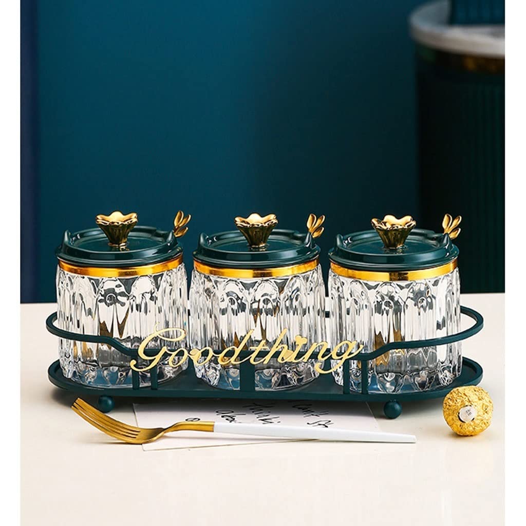 Boîte d'assaisonnement Boîte d'assaisonnement transparente avec couvercle Cuillère Pot d'assaisonnement en verre Récipient d'assaisonnement Pot à épices domestique (8,5 oz) Ensemble de bouteilles d'a